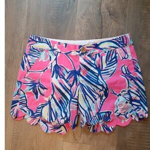 Lilly Pulitzer Buttercup Colorful Bright Shorts Size 00 EUC Scalloped Hem